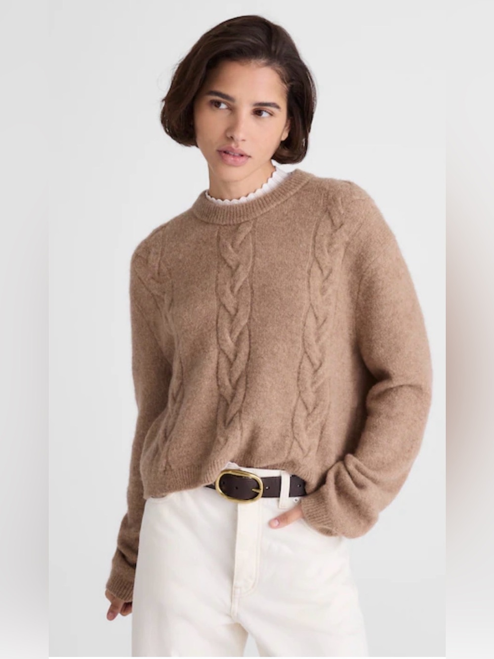 Madewell CloudSoft Drop Shoulder in Taupe Wool Alpaca Blend , Small